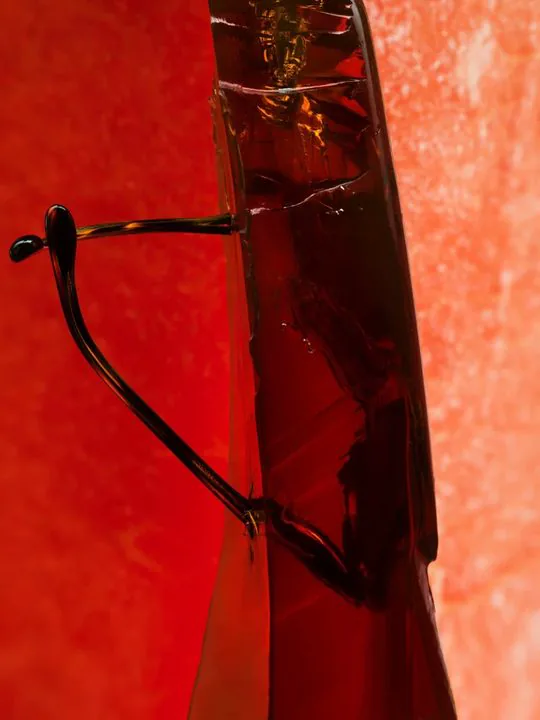 Paloceras sculptural frame in translucent red